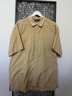 Patagonia Vintage Y2K Men’s Hemp Shirt Button Down Short Sleeve Textured Tan L